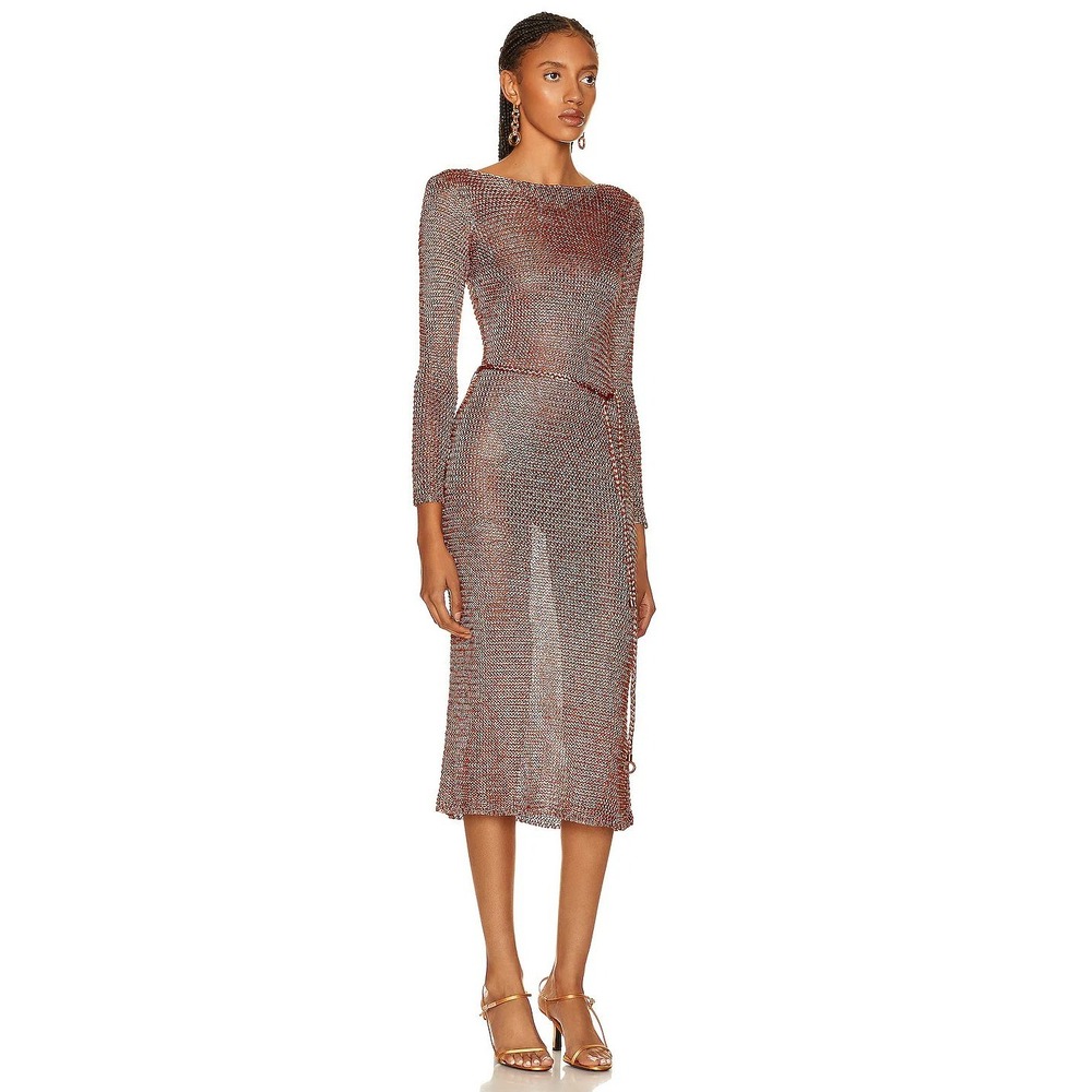 Zimmermann Anneke Metallic-Knit Midi Dress Size XS - Picture 9 of 16